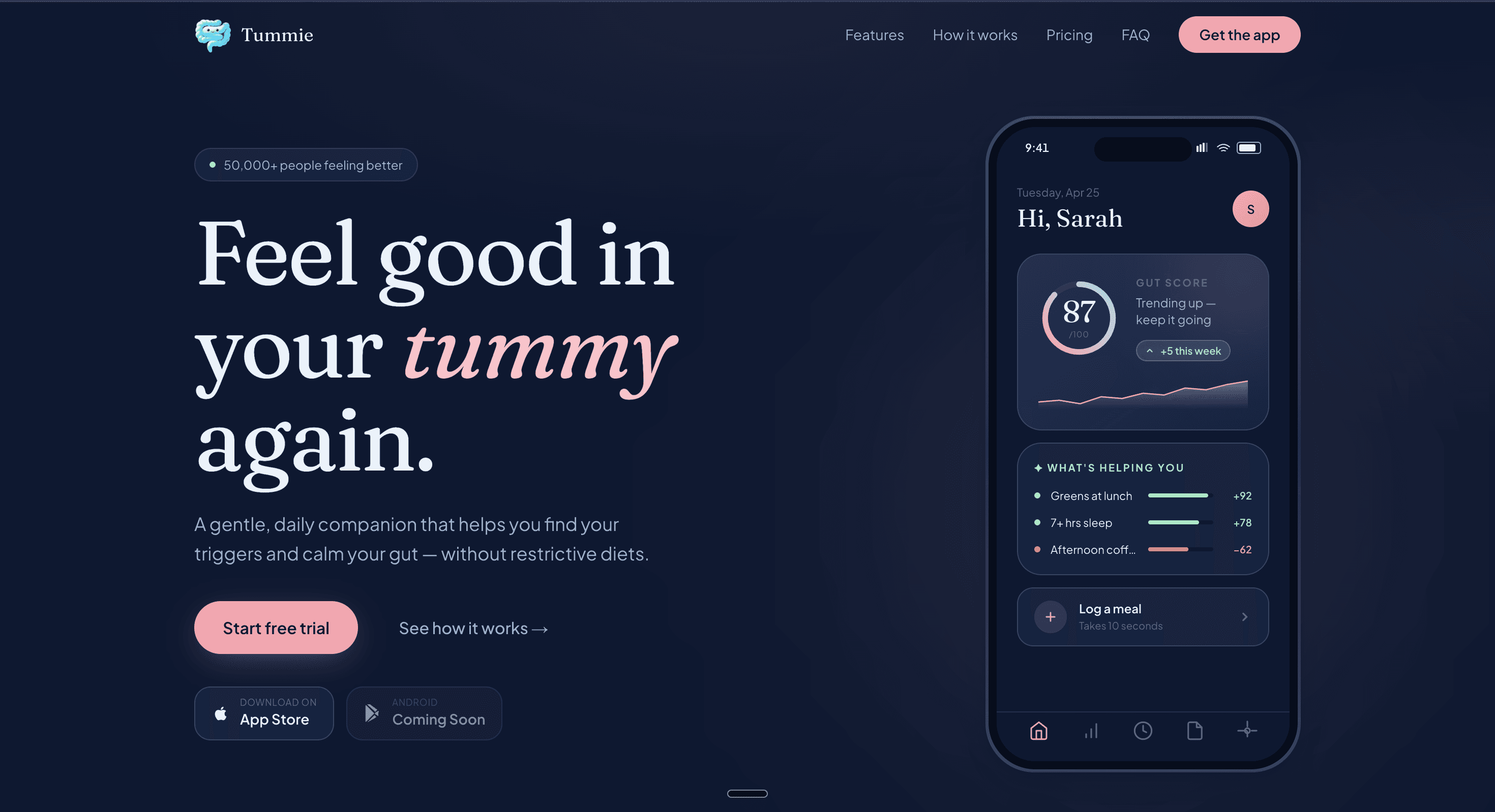 Tummie landing page